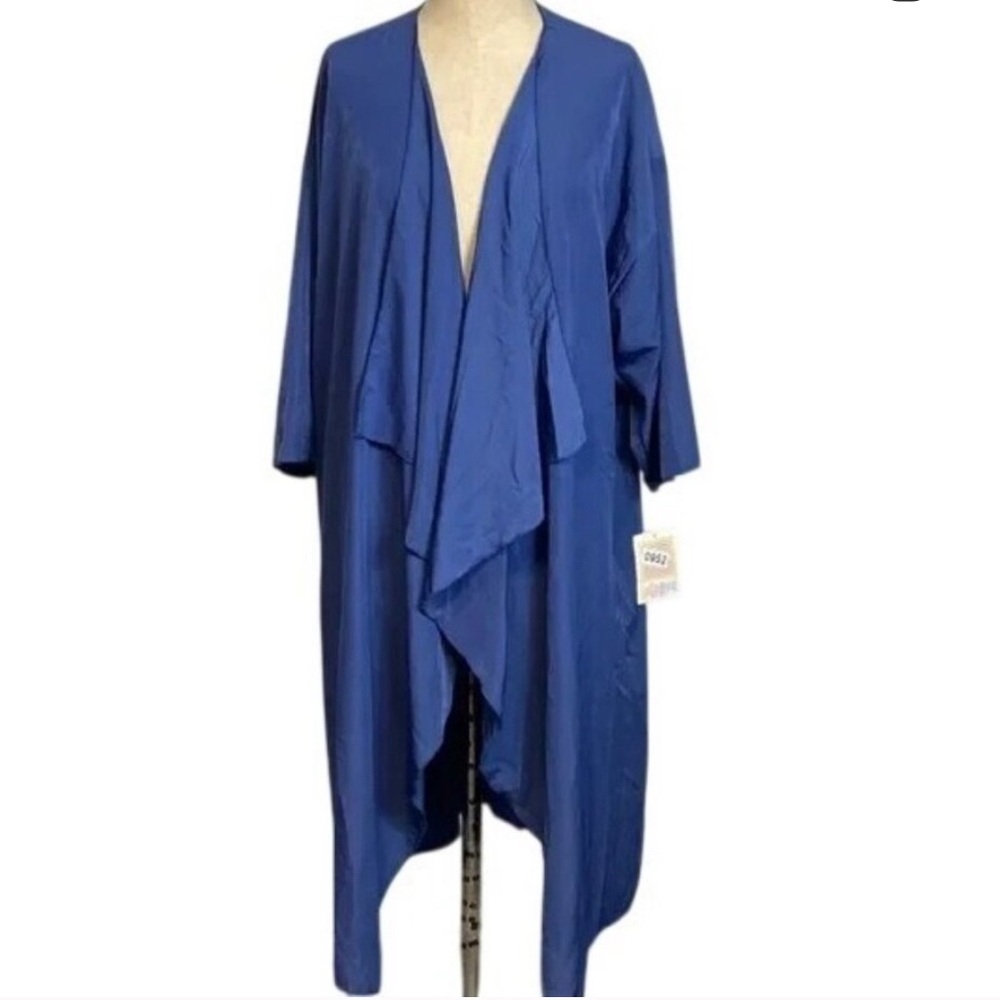 LuLaRoe Shirley Kimono Blue Long Flowy Duster with Angel Sleeves Size S